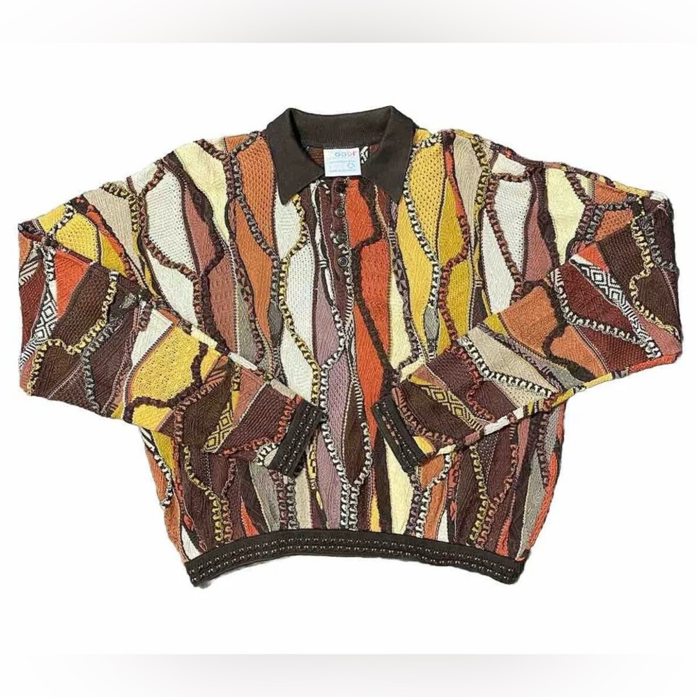 Vintage 80’s COOGI sweater %100 cotton - Button collar Sz. Large